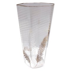 Seltene und elegante Vase aus transparentem und goldenem sechseckigem Muranoglas von Cenedese