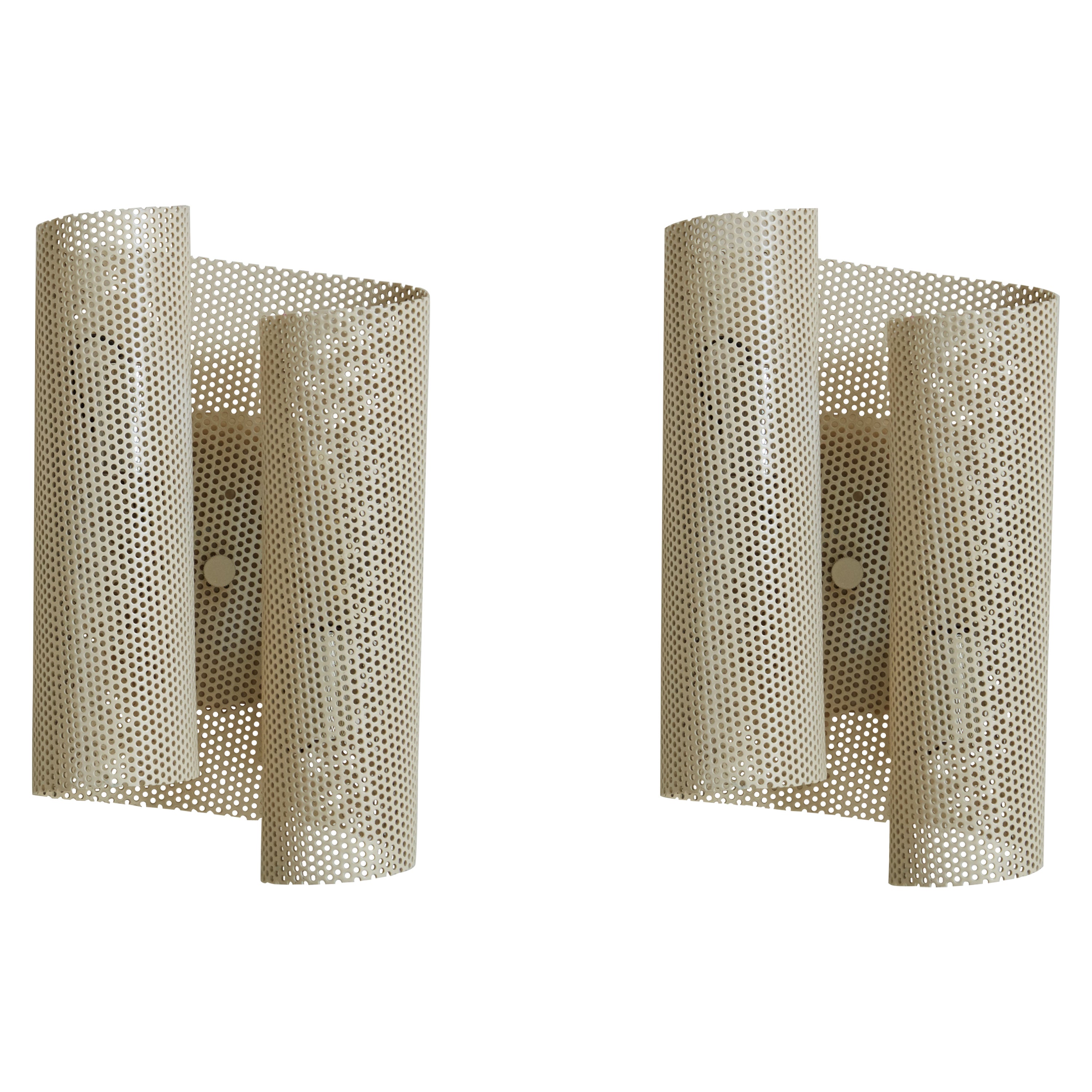 Pair of Perforated Metal Sconces in the Style of Mathieu Matégot