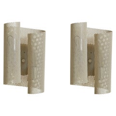 Antique Pair of Perforated Metal Sconces in the Style of Mathieu Matégot