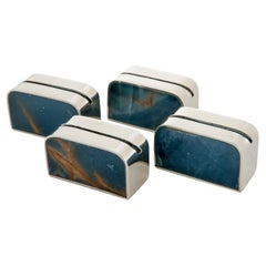 Salta Place Card Holders, Alpaca Silver & Blue Natural Onyx Stone