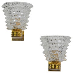Pair of Rostrato glass wall lamps in the style of Barovier & Toso 