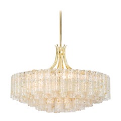 Vintage Stunning Large Doria Ice Glass Tubes Chandelier, Germany, 1960s