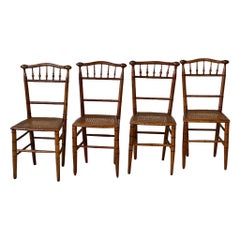 Set of 4 Napoleon III beech and cane chairs, 1880