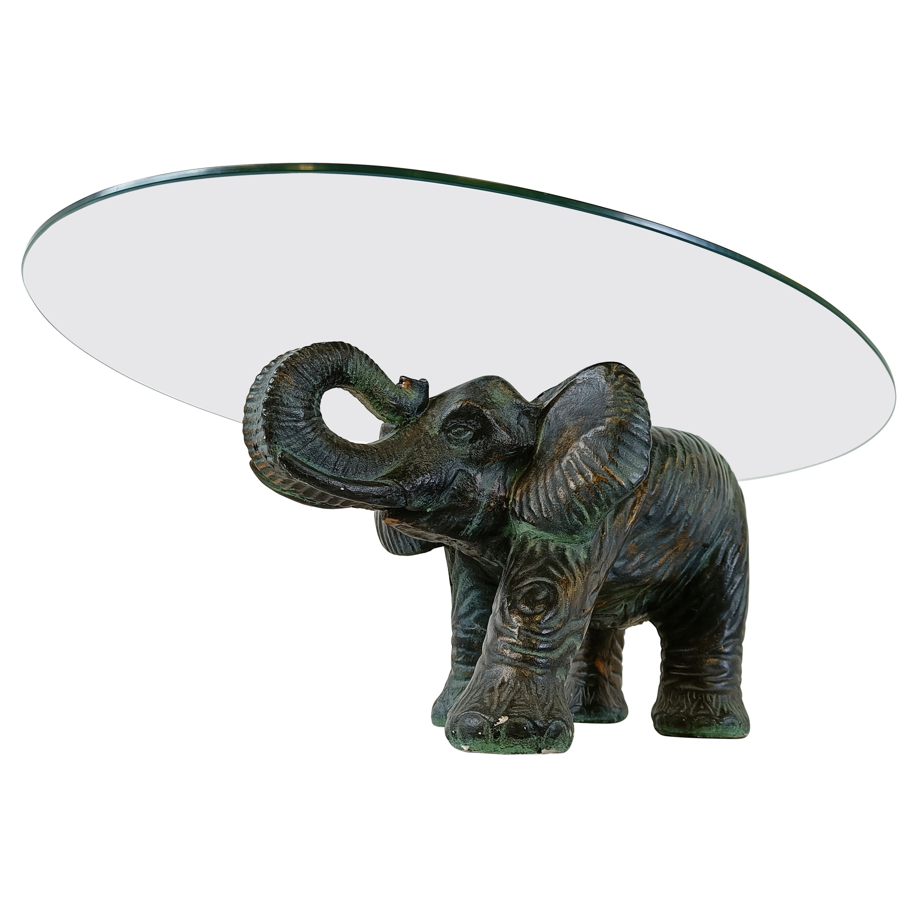 Unique Sculptural Elephant Coffee Table, 1970s