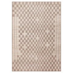 Nazmiyal Collection Neutral Tribal Checkboard Design Modern Rug 9'7" x 13'6"