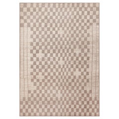 Nazmiyal Kollektion Neutral Tribal Checkboard Design Moderner Teppich 9'7" x 13'6"