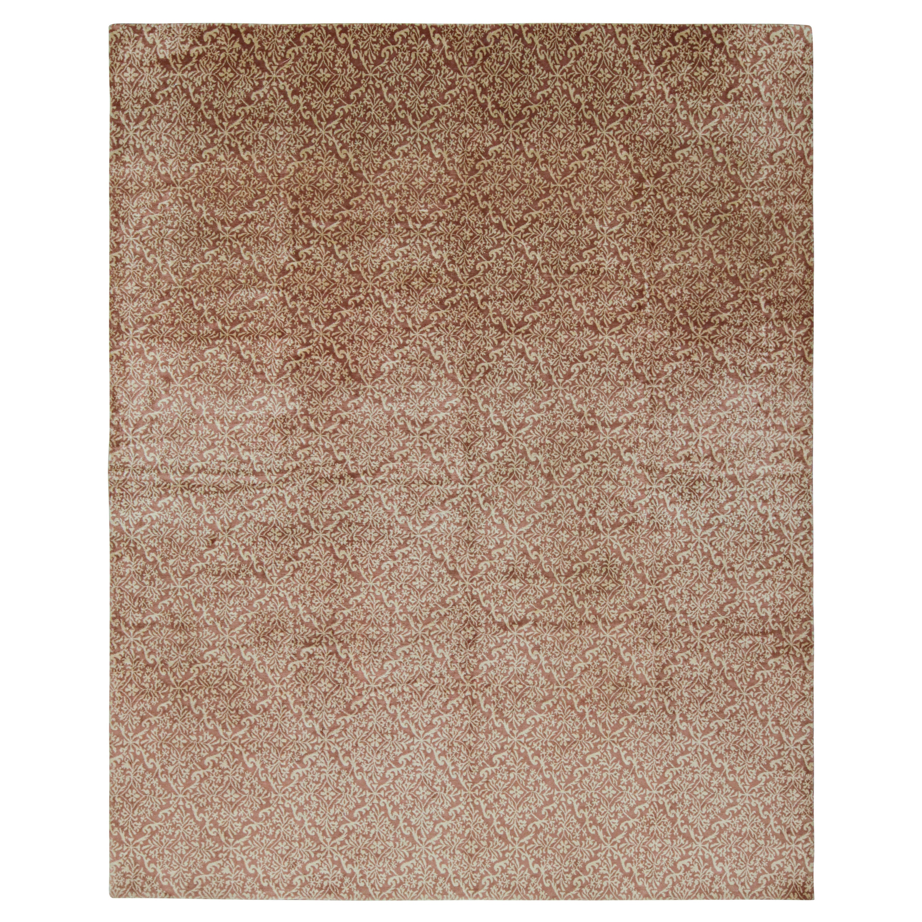 Rug & Kilim’s Spanish European Style Rug in Brown with Floral Pattern “Cordoba” For Sale