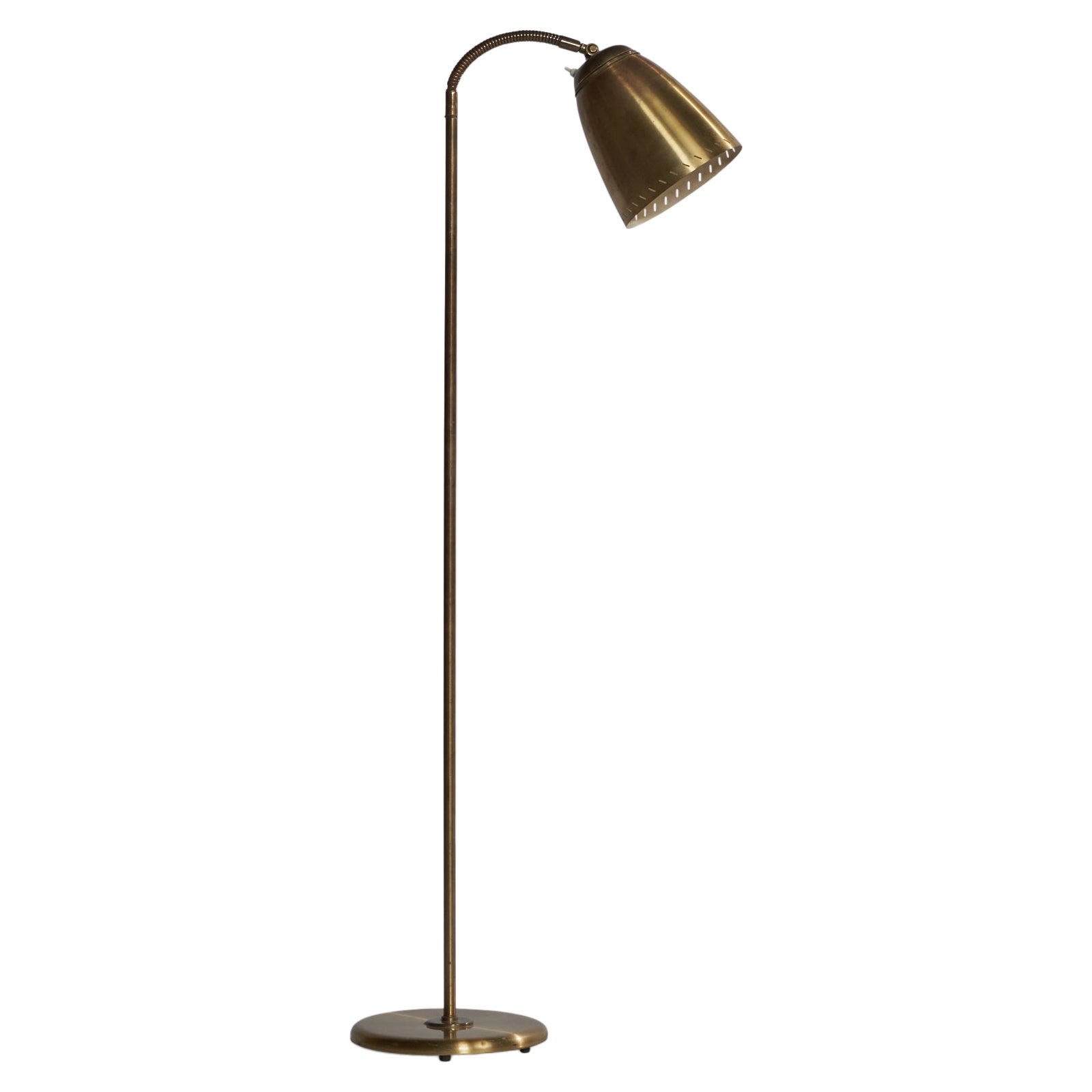 Swedish Designer, Floor Lamp, Brass, Sweden, 1940s For Sale