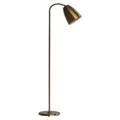 Swedish Designer, Floor Lamp, Brass, Sweden, 1940s