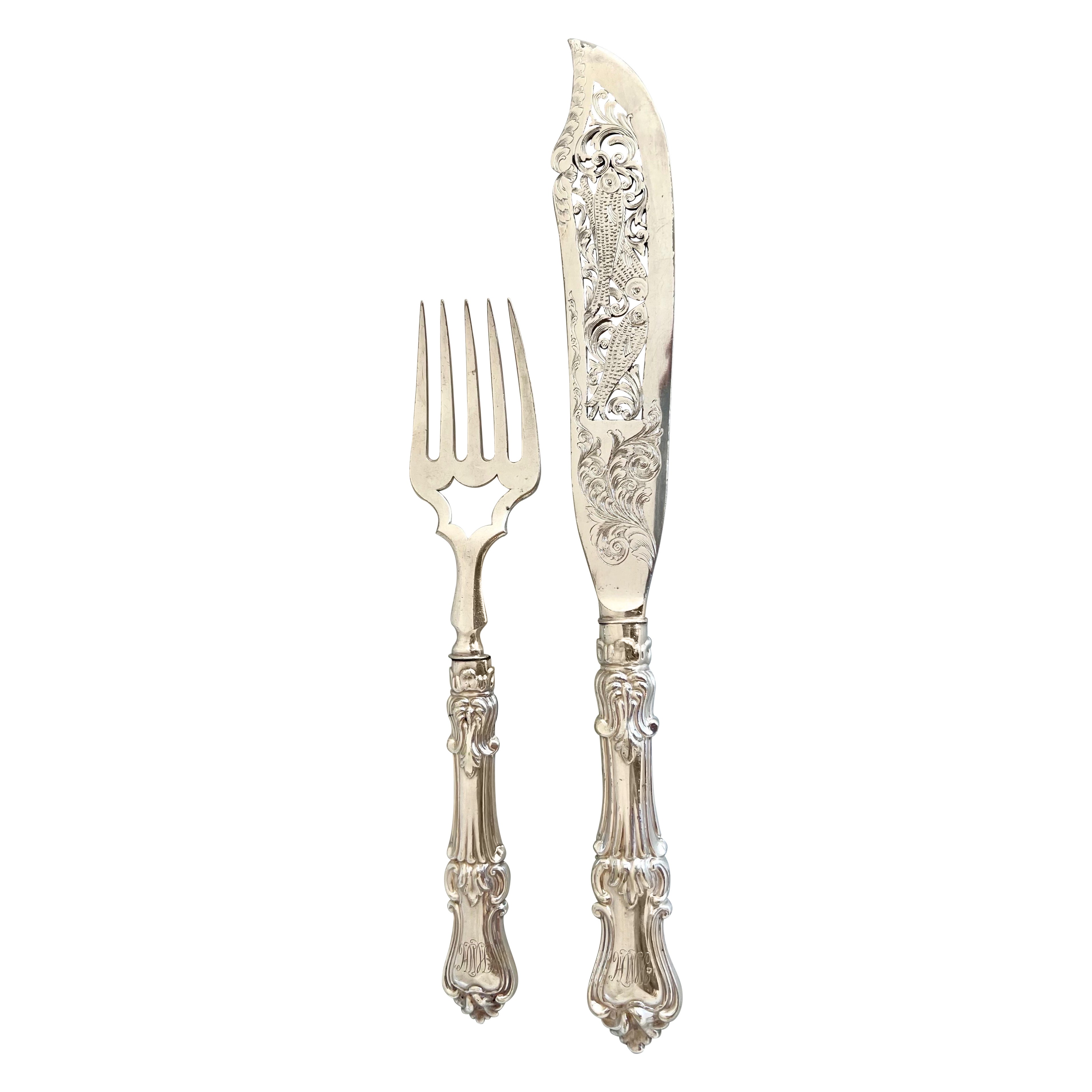 Victorian Silver Fish Serving Set-Early 20th Century