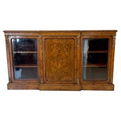 Outstanding Used Victorian Burr Walnut Marquetry Inlaid Credenza/Sideboard