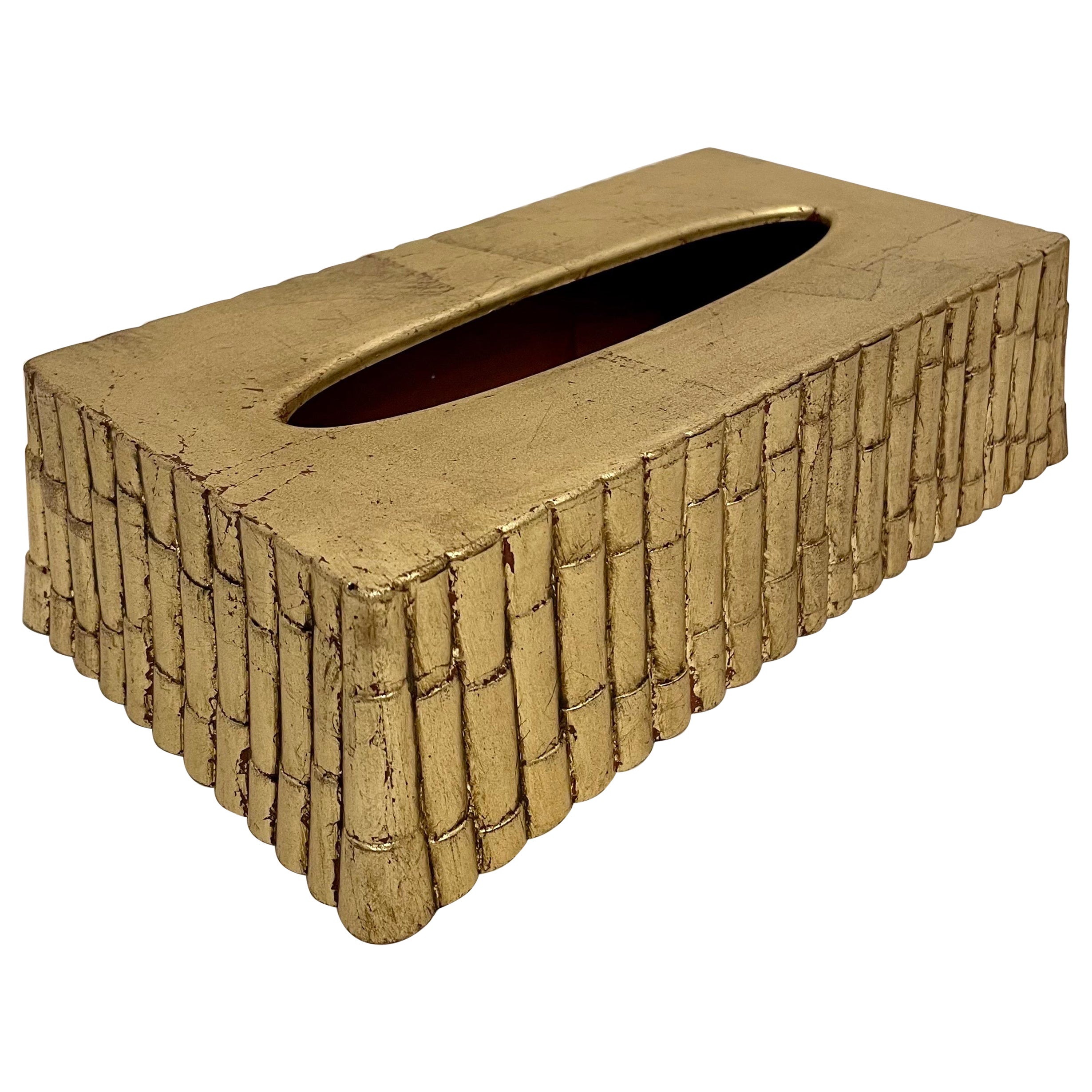 Gilt Faux Bamboo Tissue Box For Sale