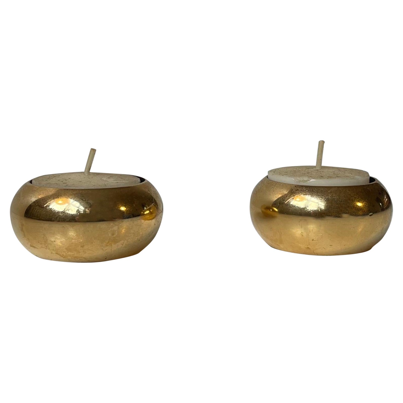 Danish Modern 24 Carat Gold Plated Tealight Candleholders by Hugo Asmussen For Sale