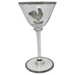 Set of 10 Antique Crystal & Silver Overlay "Rooster" Cocktail Glasses Circa 1910