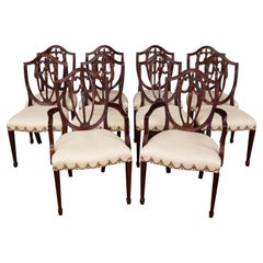 Set of 10 Kindel Federal Style Shield Back Mahogany Dining Chairs 