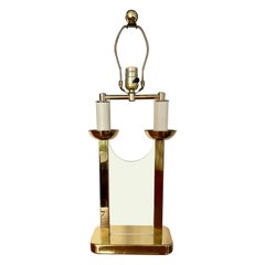 Vintage Modern Brass and Lucite Bouillotte Lamp