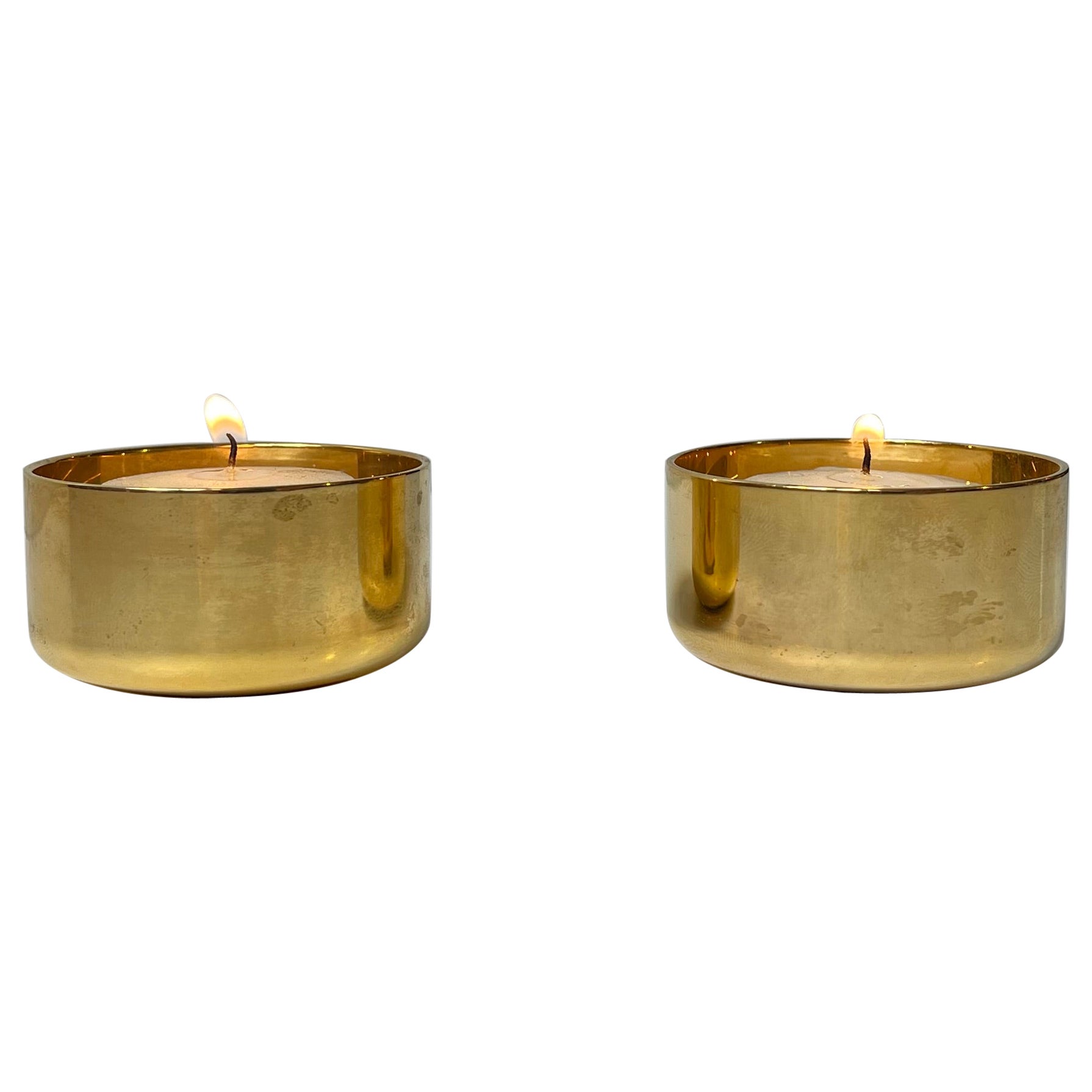 Gold Plated Tealight Candleholders by Pierre Forssell for Skultuna, Sweden 1960s For Sale