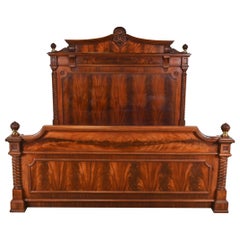 Retro Ralph Lauren French Empire Flame Mahogany King Size Bed