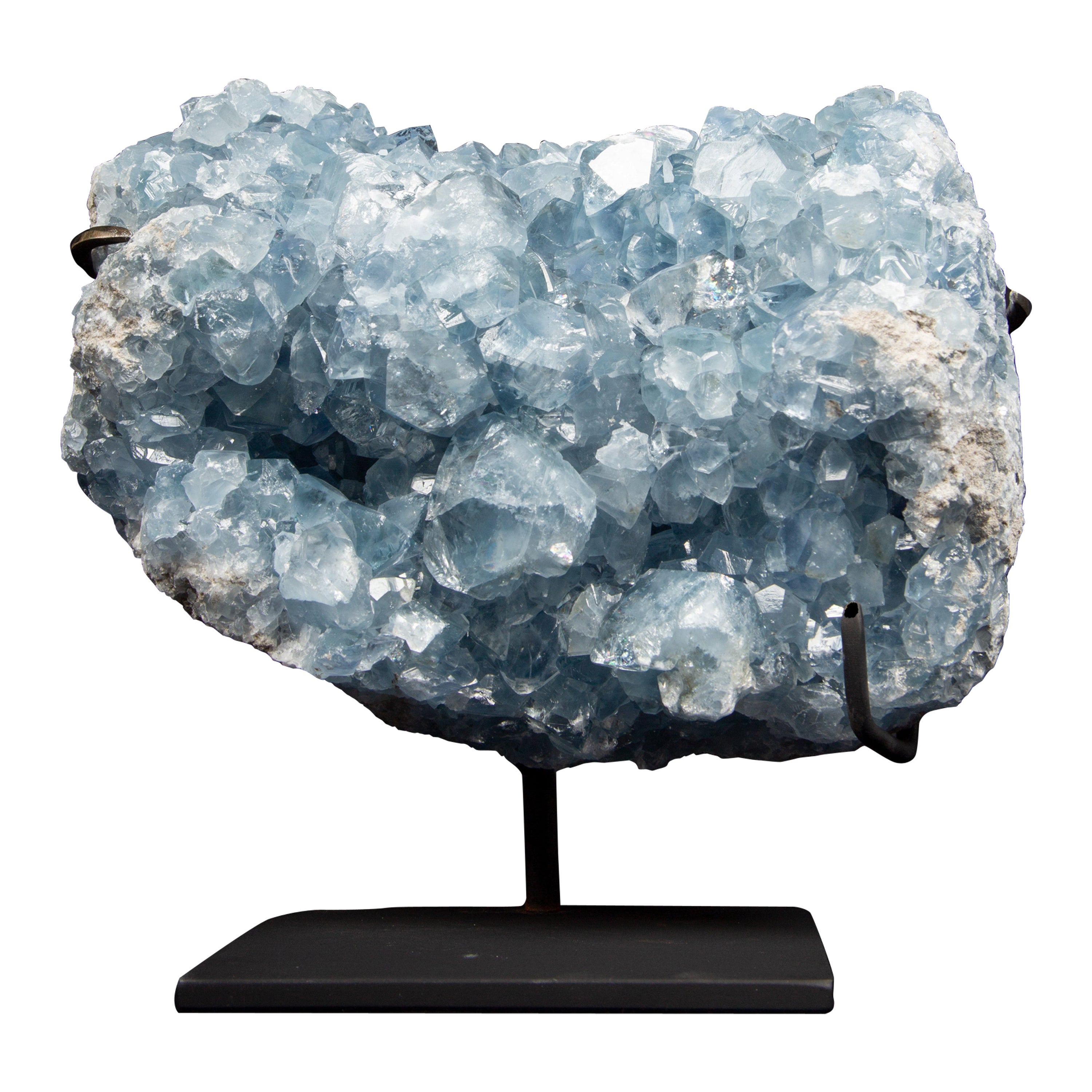 Mounted Celestial Blue Calcite Specimen: A Rarity from Mexico For Sale