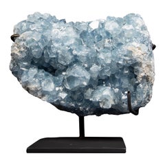 Mounted Celestial Blue Calcite Specimen: A Rarity from Mexico