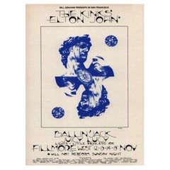 1970 The Kinks & Elton John - Fillmore West Original Vintage Poster