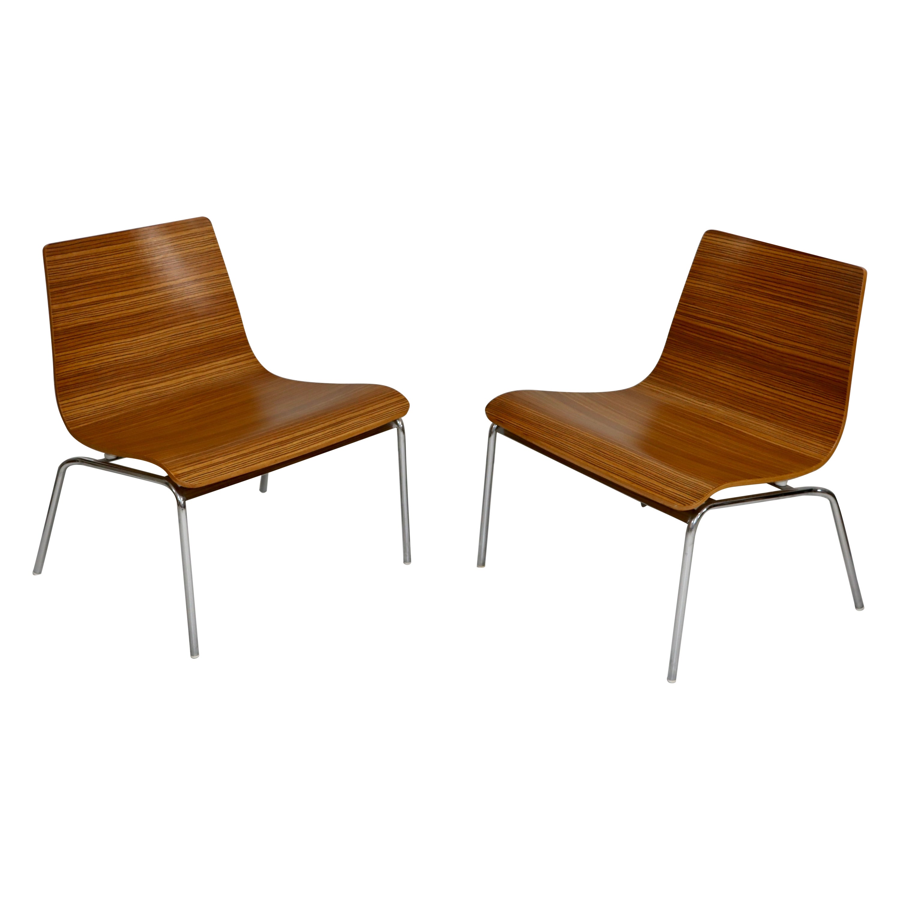 Billiani Zebra-wood And Chrome Slipper Chairs