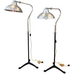 Used Pair of McCall’s Desert-Air Industrial Adjustable Aluminum Floor Lamps, 1930s