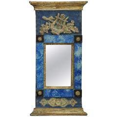 Antique Period Swedish Mirror with Reverse Painted Glass