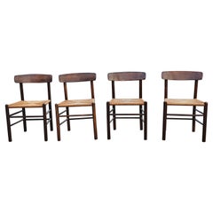 Retro Set of Four Borge Mogenson J39 Rush Seat Side Chairs