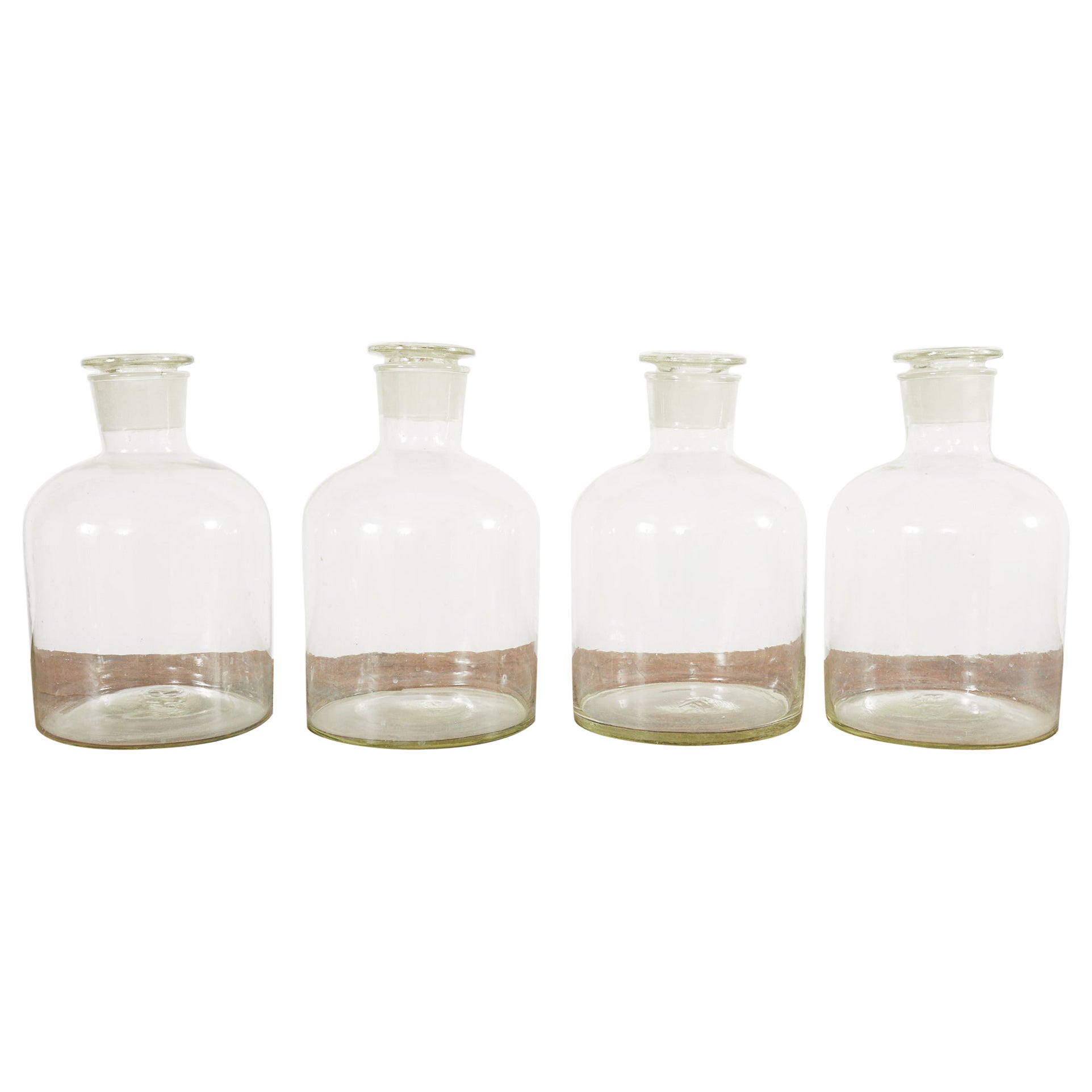 Set of Four Large Hand Blown French Pharmacy Apothecary Jars For Sale