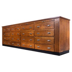 1950's Large Solid Oak Belgian Bank Of Scientific Drawers - Sixteen Drawers