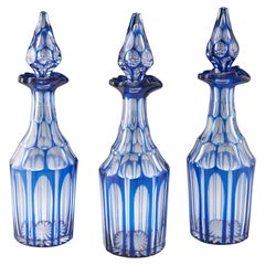 Set of Three Victorian Gothic Revival Decanters c1850