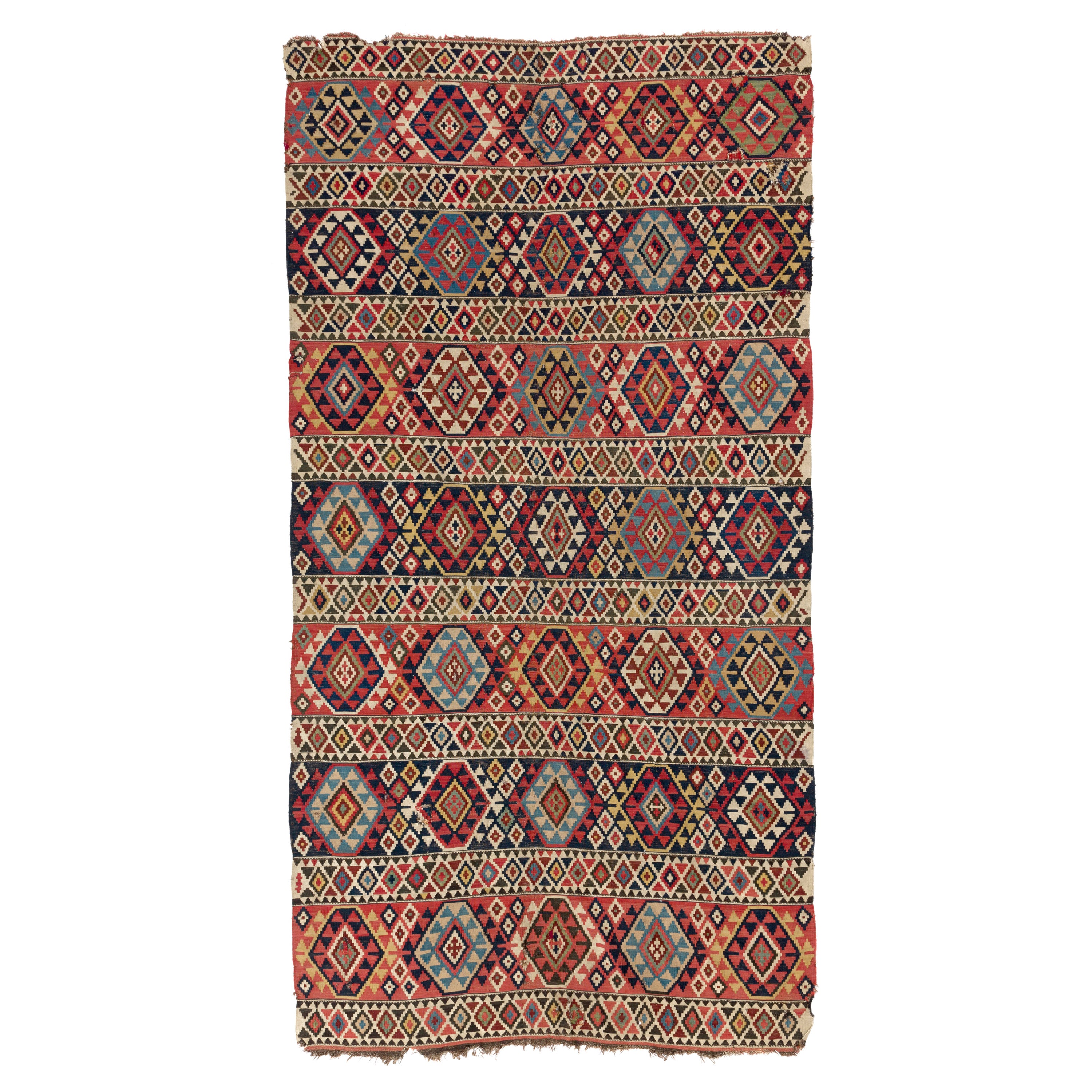 5.2x10 Ft Antique Caucasian Shirvan Kilim Rug, Ca 1870, 100% Wool & Natural Dyes For Sale