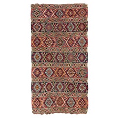 Antiker kaukasischer Shirvan-Kelim-Teppich mit 5.2x10 Fuß, ca. 1870, 100 % Wolle und Naturfarben