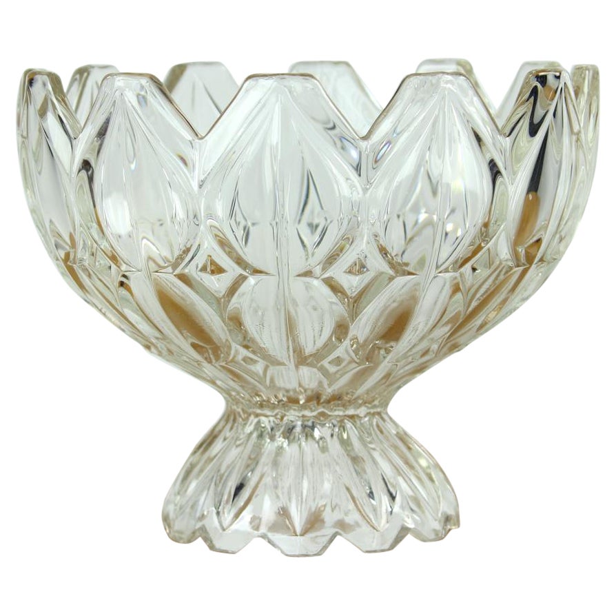 Unique Pressed Glass Bowl, Tulip Collection Hermanowa Hut, 1957 For Sale