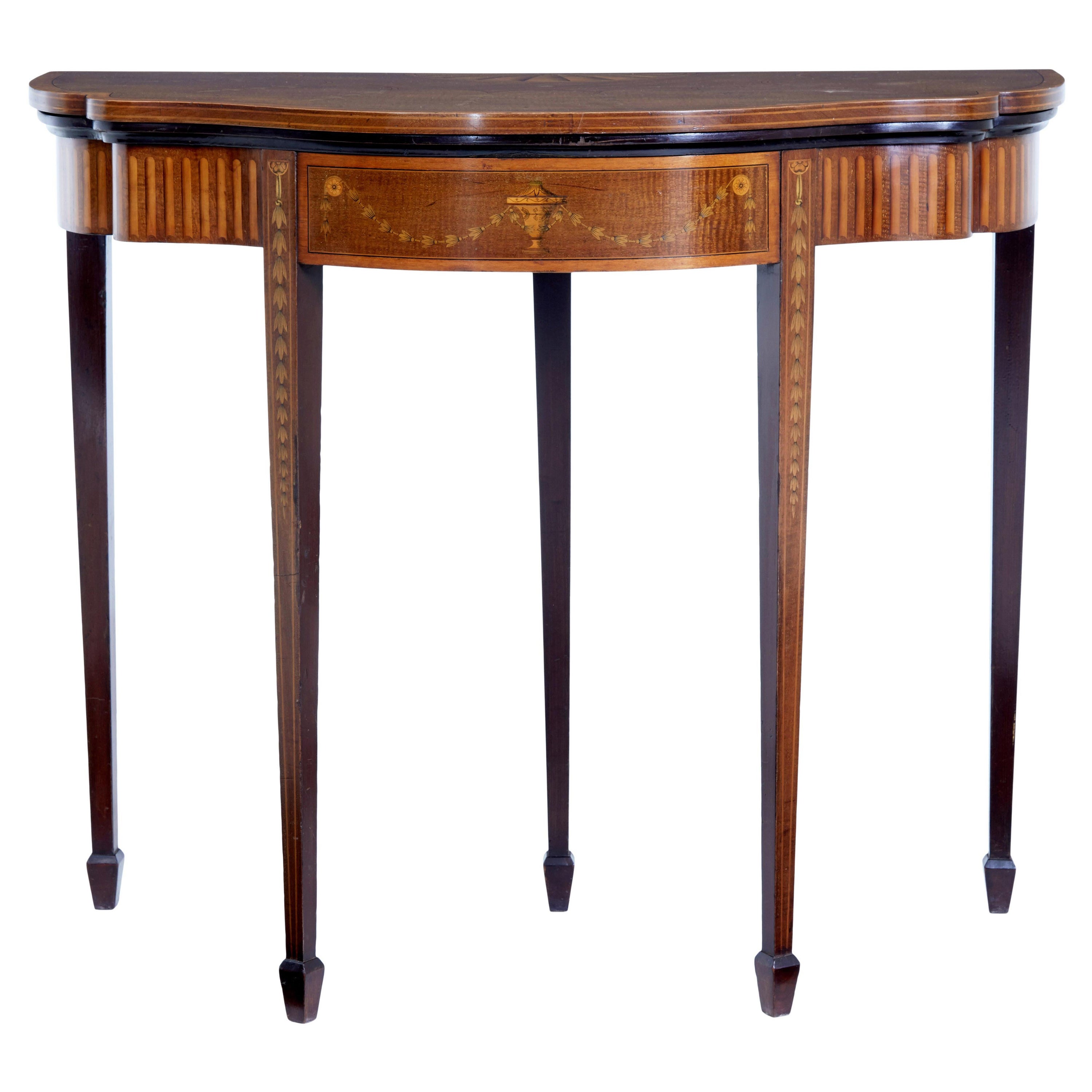 19th century Sheraton revival inlaid mahogany card table For Sale