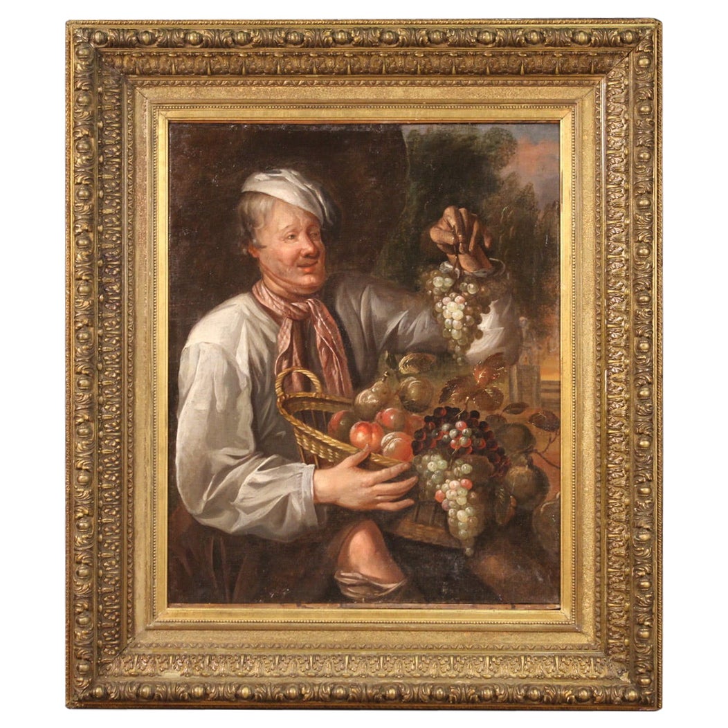 18th Century Oil On Canvas Antique Italian Still Life Painting, 1770 For Sale