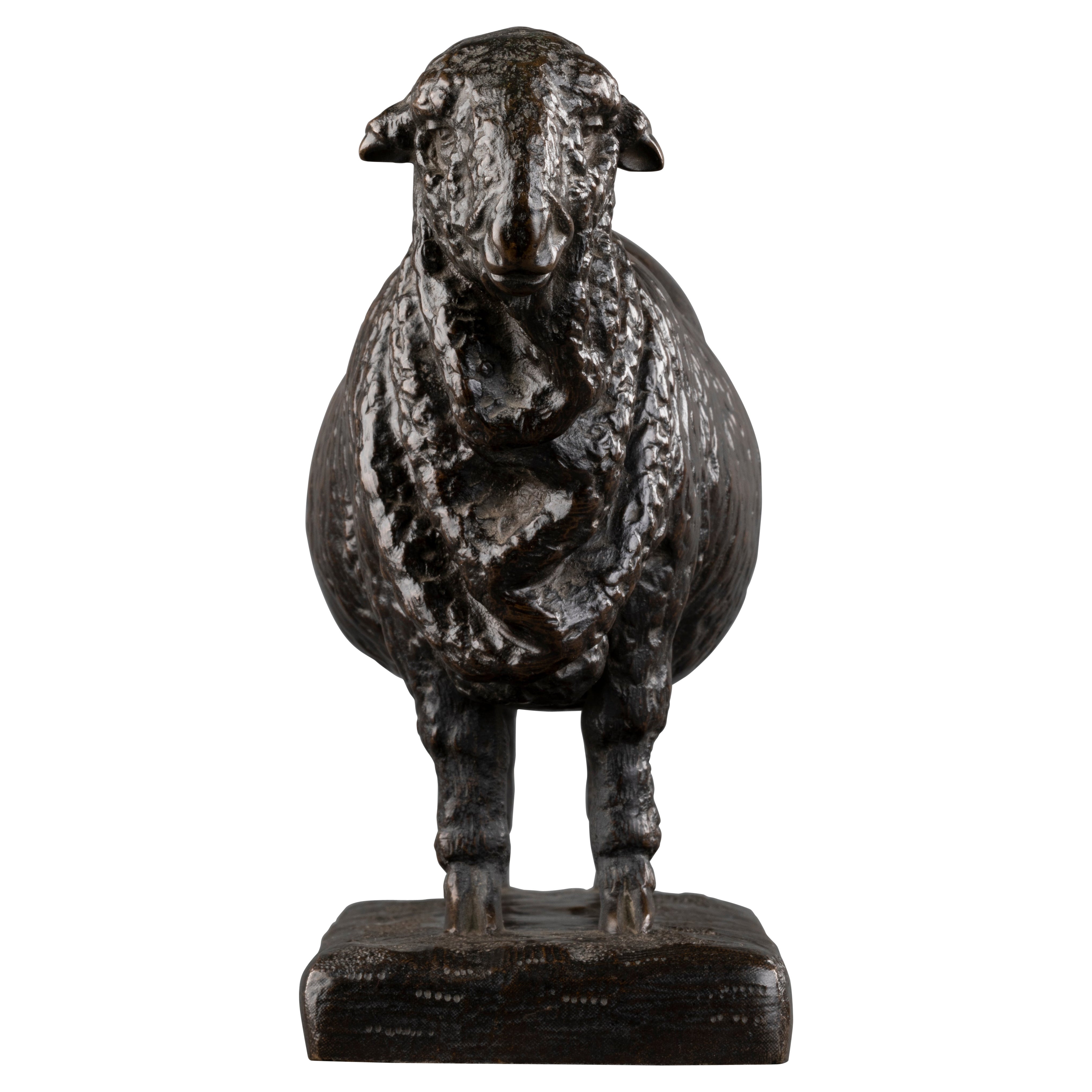 P-R Christophe (Attrib) : Rare ewe in black patinated bronze, circa 1925   For Sale