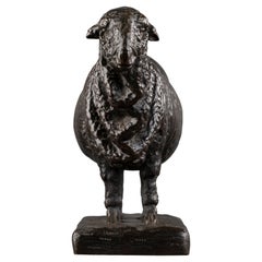 P-R Christophe (Attrib) : Rare ewe in black patinated bronze, circa 1925  