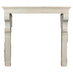 Antique Reclaimed Fireplace Mantle In Limestone From France