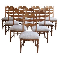 Set of 10 "Razorblade" Chairs in Oak & Lambswool, Henning Kjærnulf, 1960s