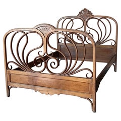 Antique Austrian Bentwood Queen Sized Bed by Jacob & Josef Kohn, 1900