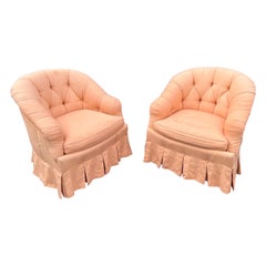 Vintage Baker Furniture Tufted Upholstered Club Chairs - a Pair