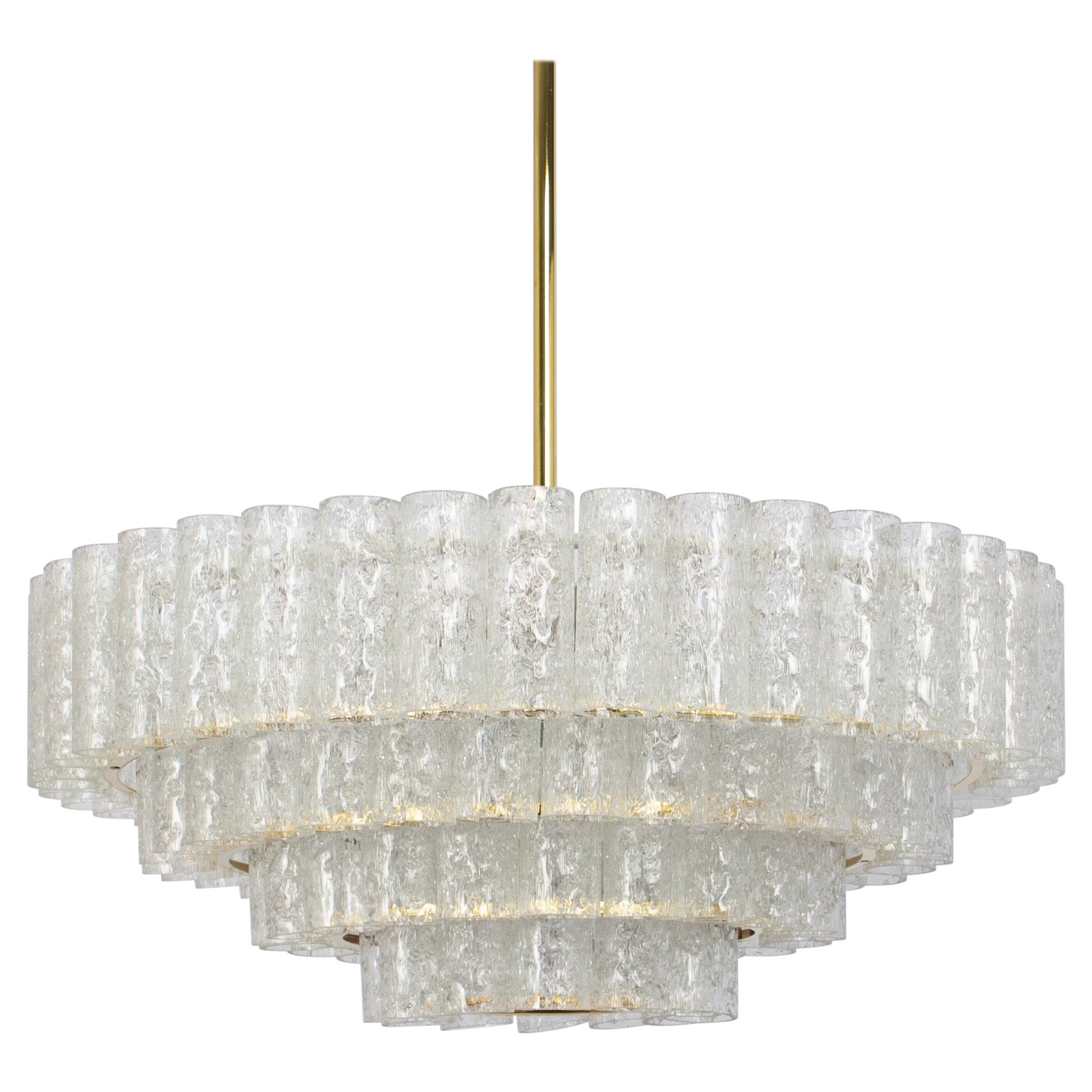 1 of 5 Large Mid-Century Doria Chandelier Ice Glass, 1960s, Germany