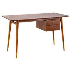 Vintage 20th Century Melchiorre Bega Desk with wooden structure, drawers Brass details