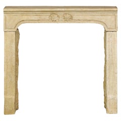 Used Brutalist French Reclaimed Fireplace Surround In Hard Limestone