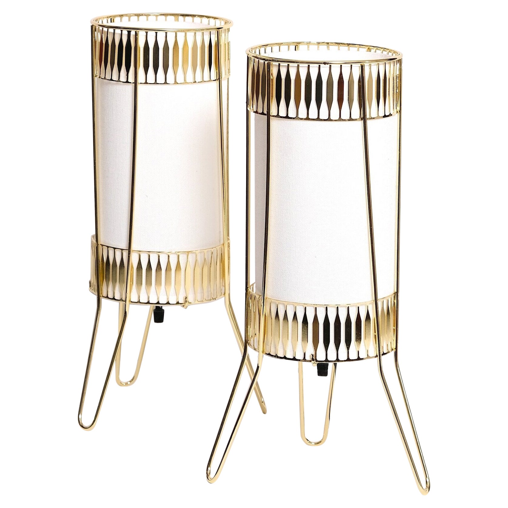 1950's Pair of Hairpin Table Lamps For Sale