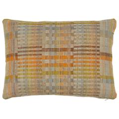 Indian Hand Woven Pillow.  Orange, Blue, Beige, Green, Brown.  Wool and Silk.