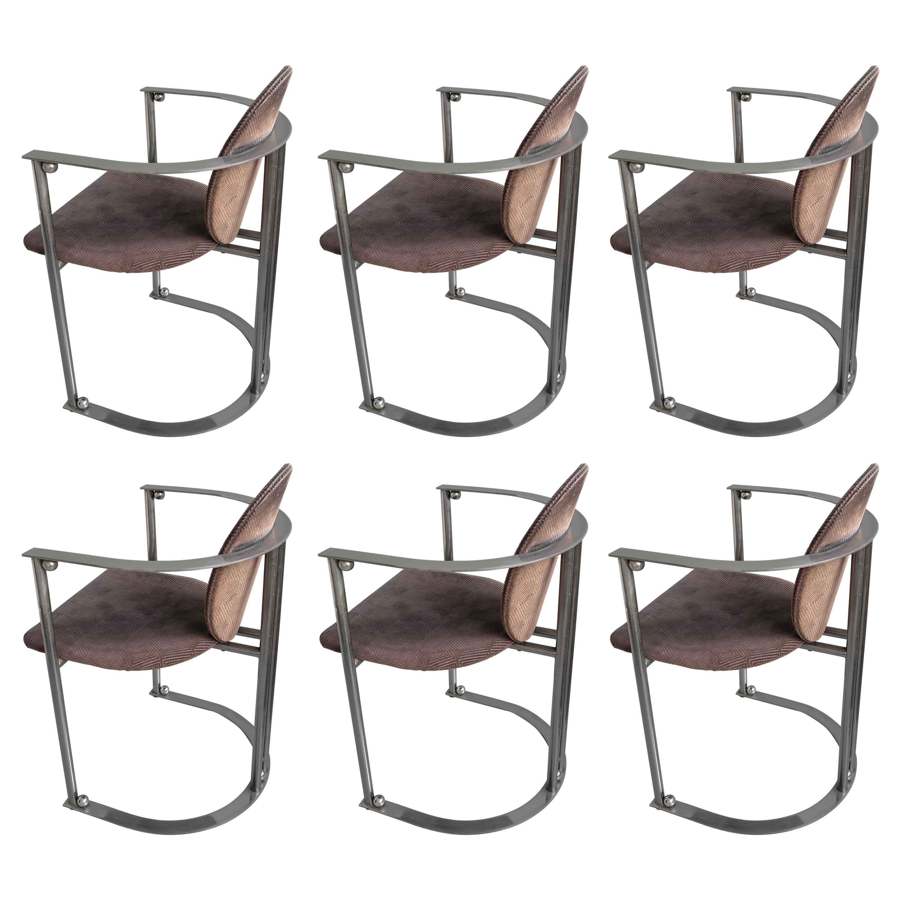 Set of Six Stainless steel 1970s Dining Chairs by Belgo Chrom Dewulf For Sale 6