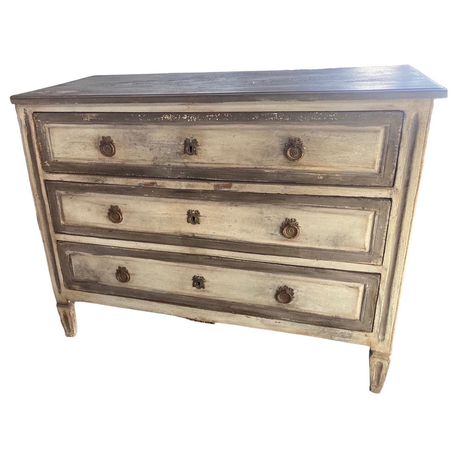 Commode Luigi XVI dipinto del XVIII secolo